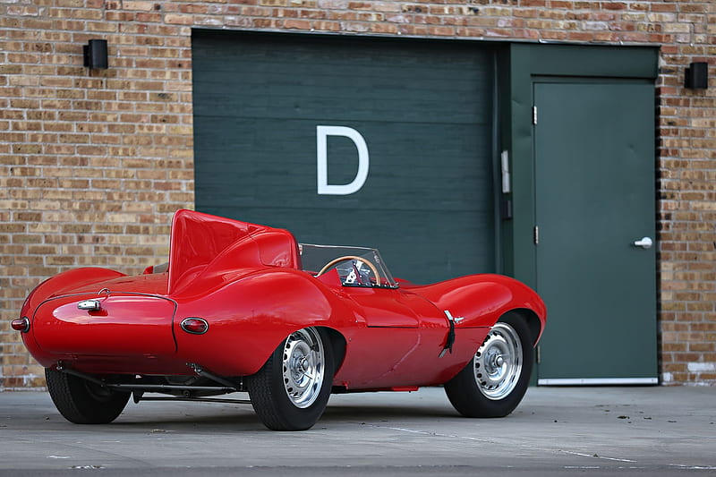 Jaguar D-Type, red, british, car, racing, jaguar, esports, vintage, fast, HD wallpaper