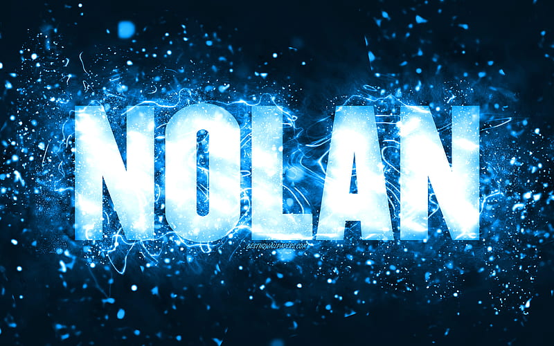 Happy Birtay Nolan blue neon lights, Nolan name, creative, Nolan Happy Birtay, Nolan Birtay, popular american male names, with Nolan name, Nolan, HD wallpaper