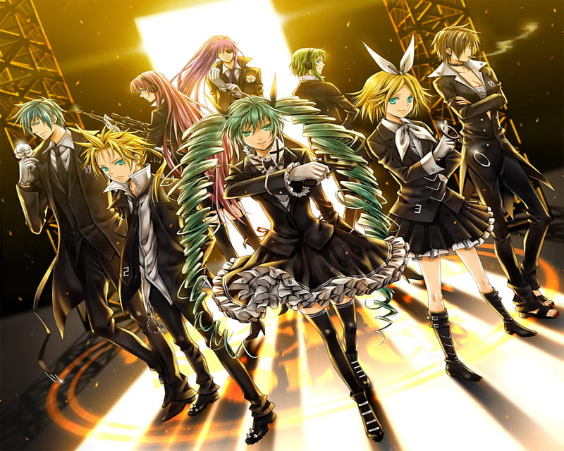 Vocaloids Team, vocaloid, rock, music, miku, miku hatsune, team, HD wallpaper