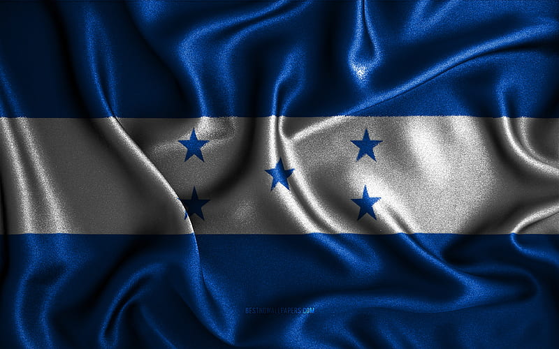 Honduran flag silk wavy flags, North American countries, national symbols, Flag of Honduras, fabric flags, Honduras flag, 3D art, Honduras, North America, Honduras 3D flag, HD wallpaper