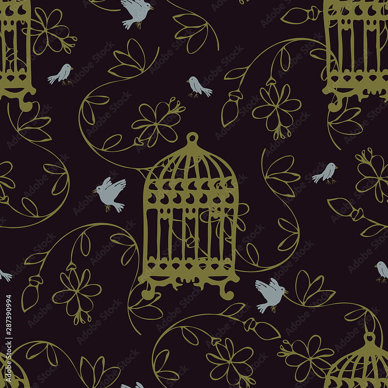 vintage bird cage pattern