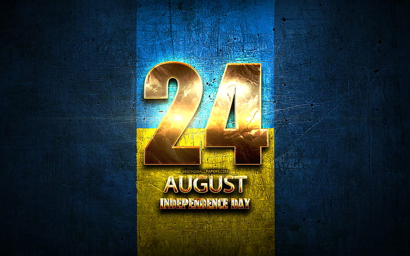 Independence Day, August 24, golden signs, ukrainian national holidays, Ukraine Public Holidays, Ukraine, Europe, HD wallpaper