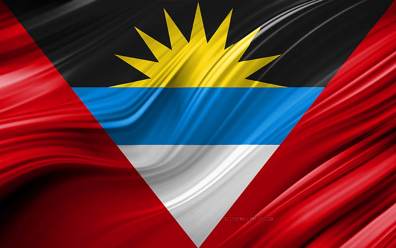 Antigua and Barbuda flag, North American countries, 3D waves, Flag of Antigua and Barbuda, national symbols, Antigua and Barbuda 3D flag, art, North America, Antigua and Barbuda, HD wallpaper