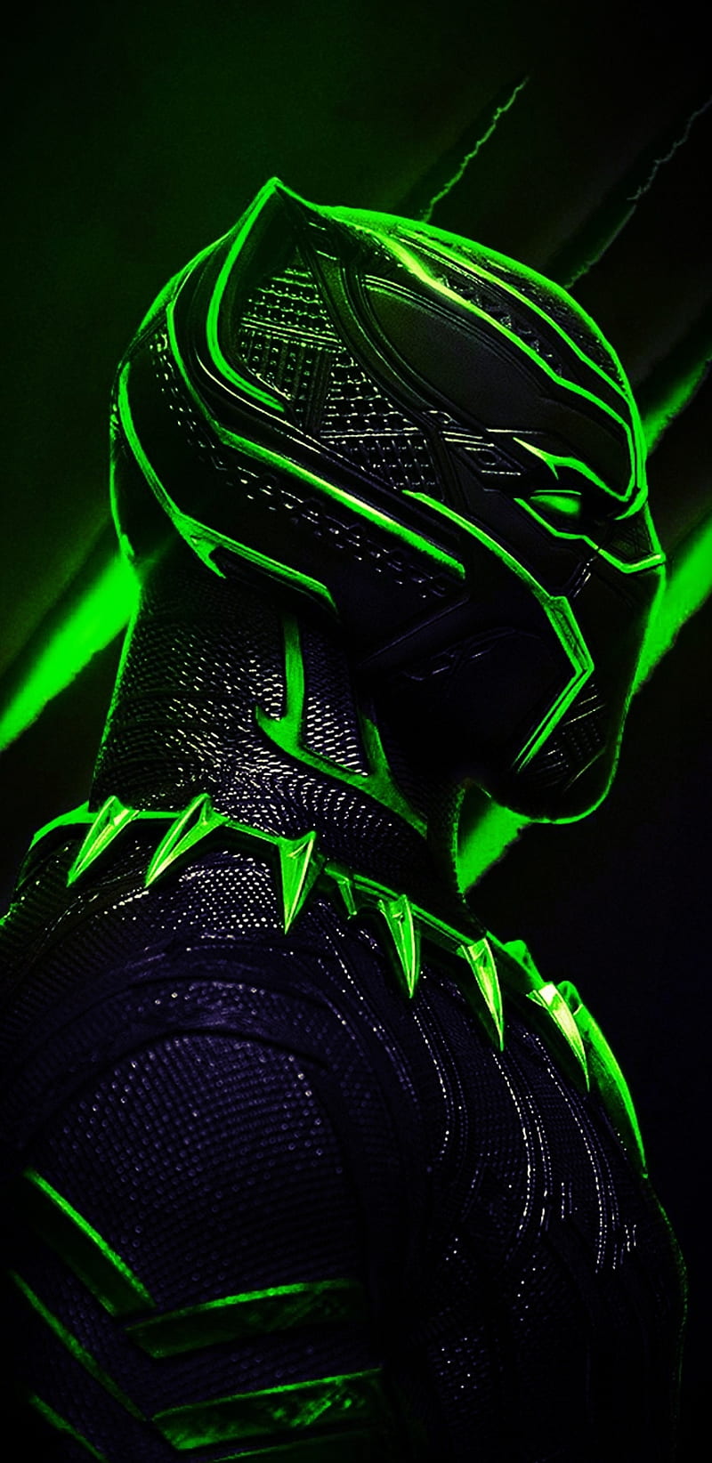 Black panther, film, green, neon, HD phone wallpaper