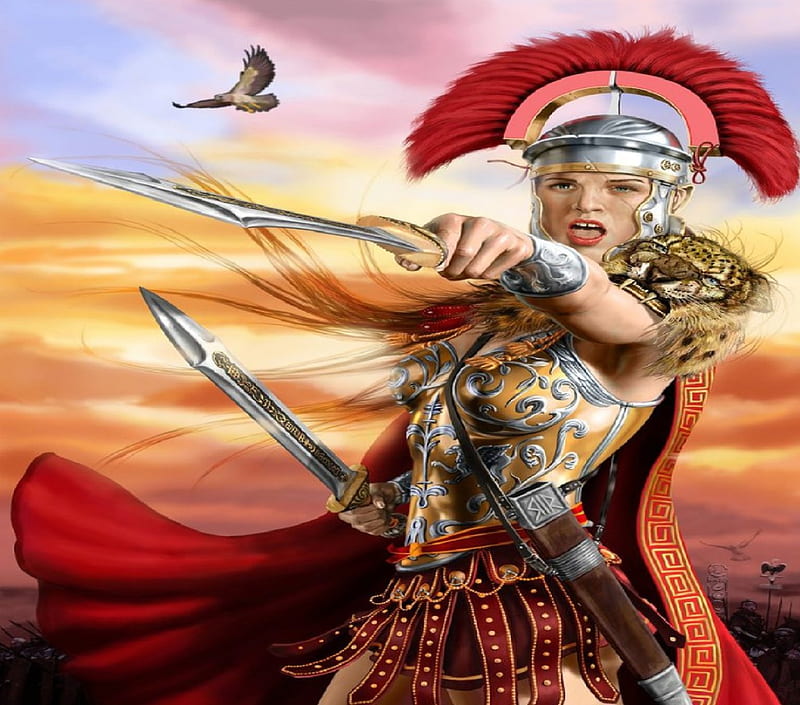Roman Soldier, swords, roman, eagle, woman, armour, HD wallpaper