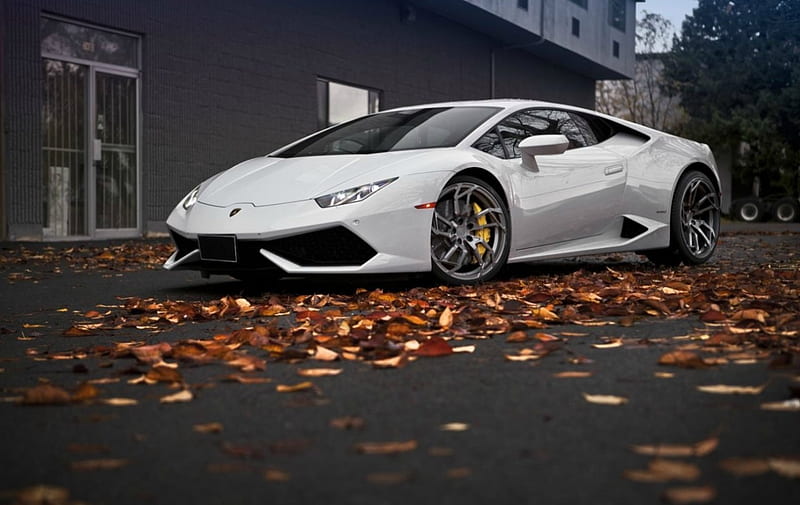 Lamborghini-Huracan, White, Custom Wheels, LAmbo, Sports Car, HD wallpaper