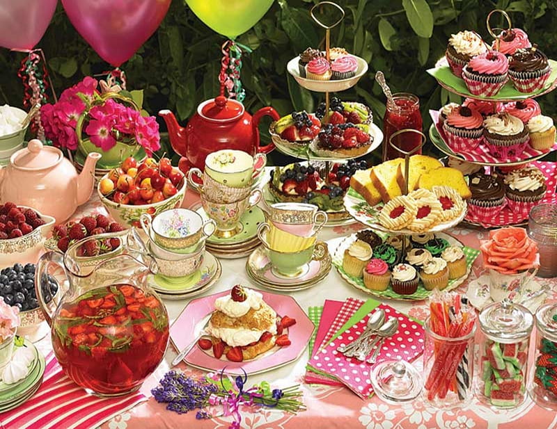 Garden Party, Fruit, Garden, Party, Desserts, Cookies, Food, HD wallpaper