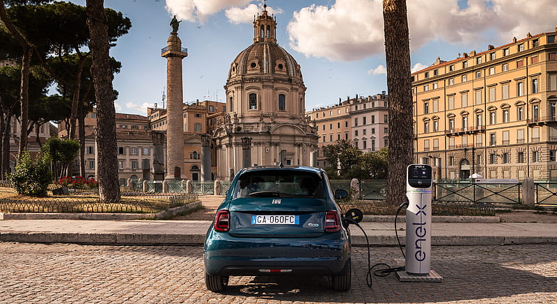 2021 Fiat 500 la Prima EV - Charging , car, HD wallpaper