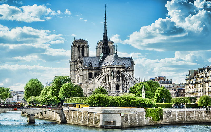 Notre-Dame de Paris back view, cathedral, french landmarks, France, Europe, R, HD wallpaper