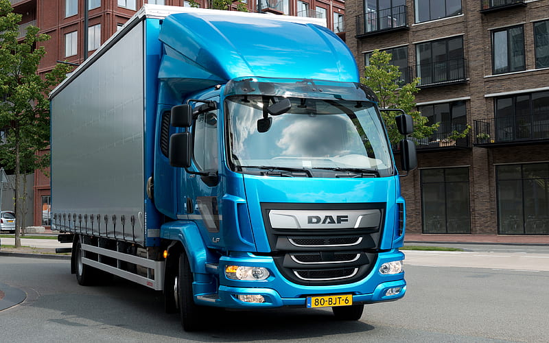 DAF LF, 2017, new trucks blue LF, cargo transportation, HD wallpaper