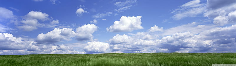Landscape, dual monitor, cloud, panoramic, grass, wide screen, wide, HD wallpaper