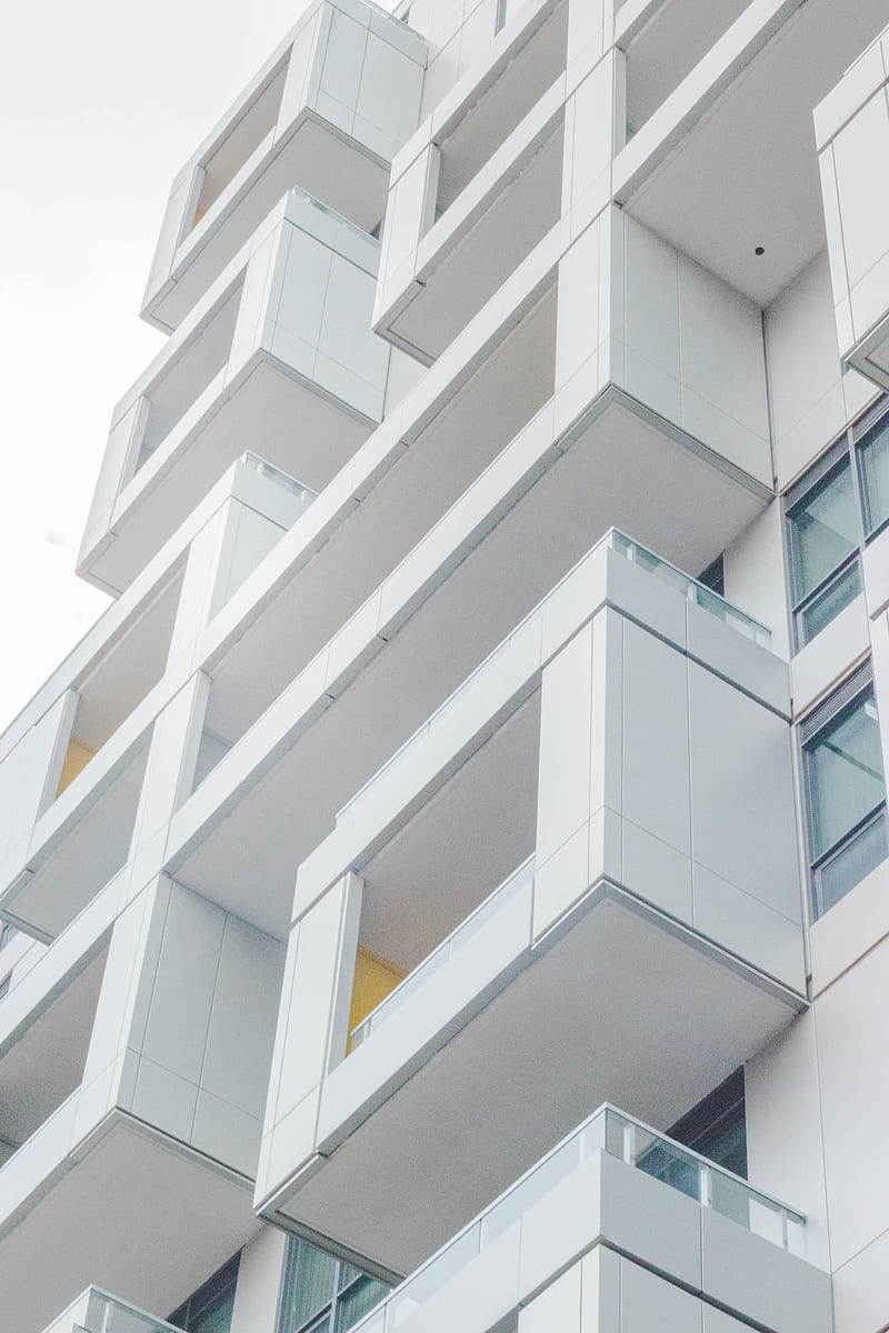 low-angle graphy of white concrete multi-storey building, HD phone wallpaper