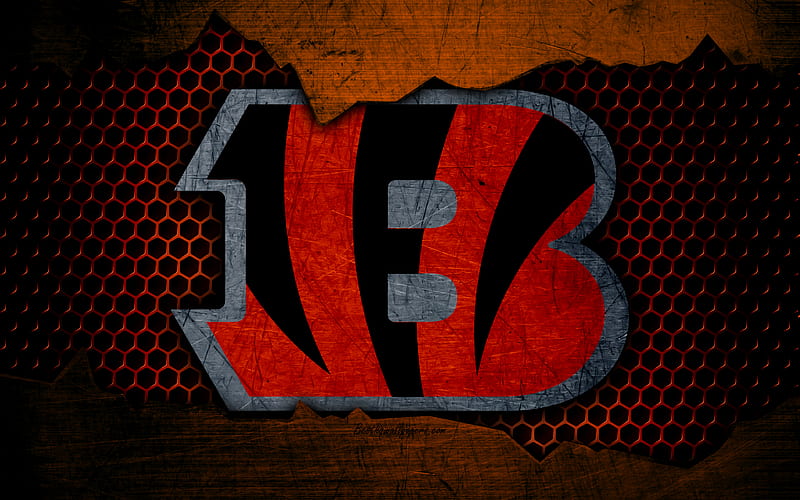 Cincinnati Bengals logo, NFL, american football, AFC, USA, grunge, metal texture, North Division, HD wallpaper