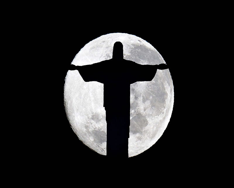 Jesus, christian, dark, kind, lord, moon, night, silhouette, HD wallpaper