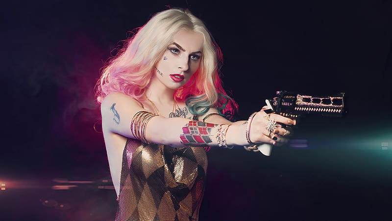 Women, Cosplay, Harley Quinn , Handgun , Blonde, HD wallpaper