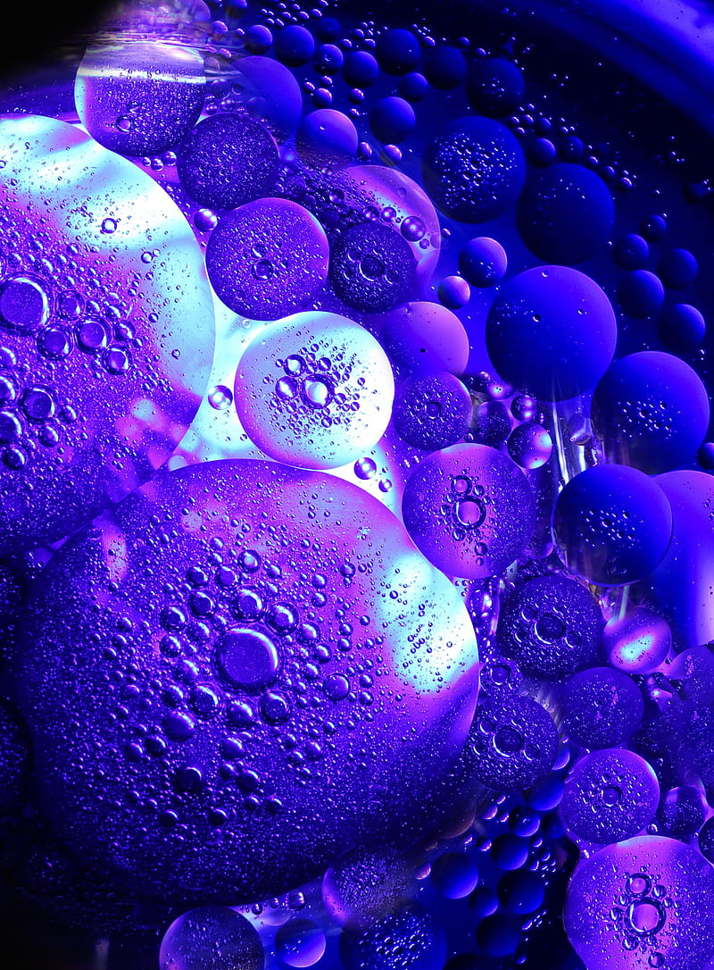 bubbles, drops, circles, structure, transparent, purple, dark, HD phone wallpaper