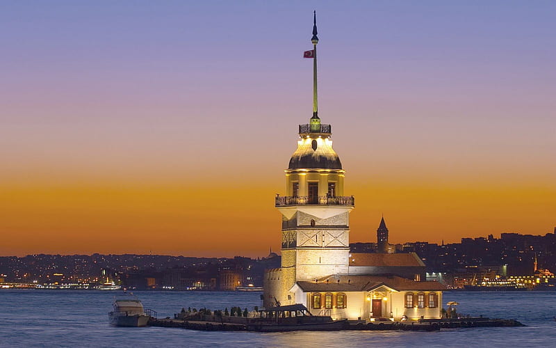 Maiden's Tower, turkey, madens, istanbul, tower, HD wallpaper