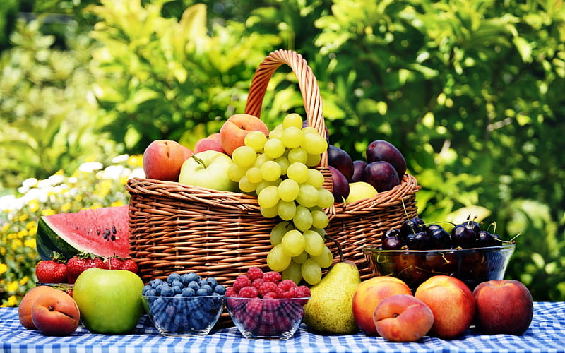 *** Basket of health ***, nature, health, basket, fruits, HD wallpaper