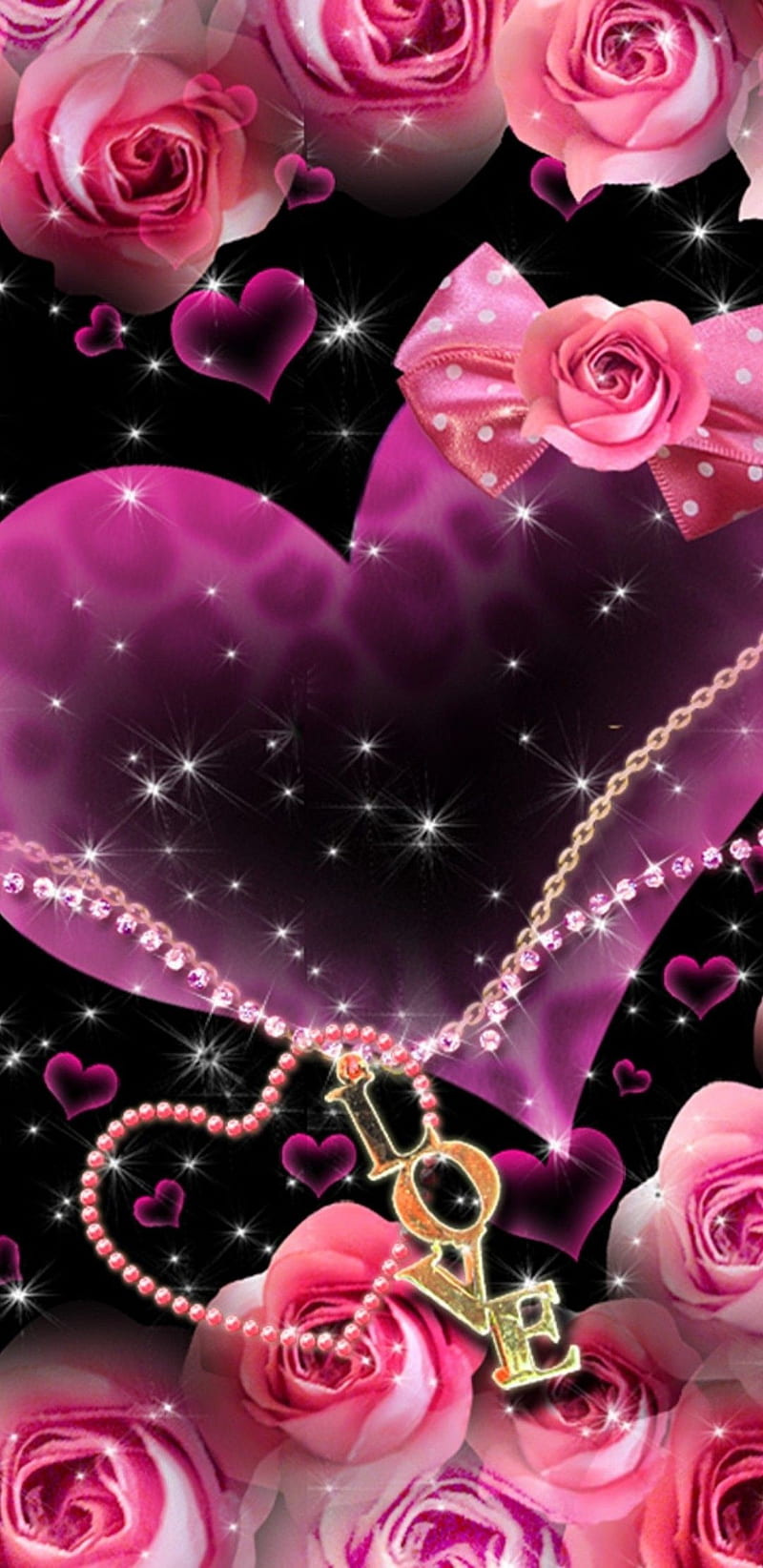Lovely Roses, flower, flowers, girly, glitter, heart, leopard print, love, pink, pretty, sparkle, HD phone wallpaper