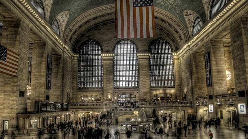 Grand Central Station, train, big, ny, busy, HD wallpaper