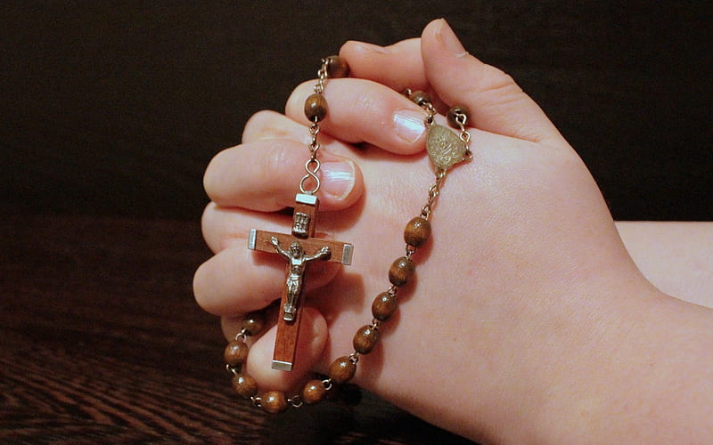 Praying Rosary, hands, praying, cross, rosary, HD wallpaper