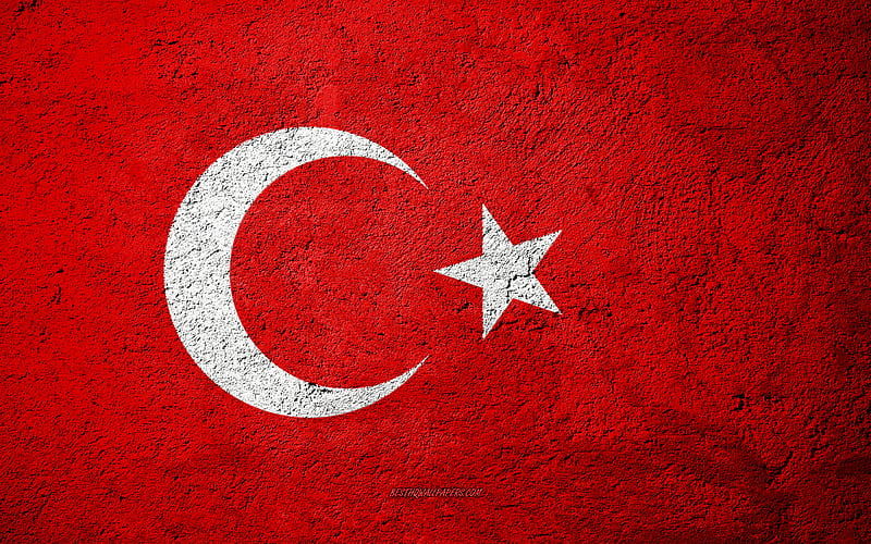 Flag of Turkey, concrete texture, stone background, Turkey flag, Europe, Turkey, flags on stone, turk bayragi, HD wallpaper