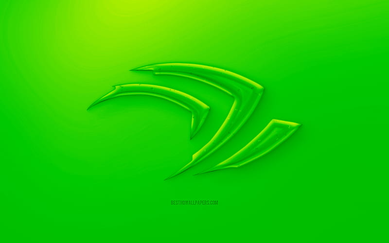 Nvidia Claw 3D logo, Green background, Green Nvidia Claw jelly logo, Nvidia Claw emblem, creative 3D art, Nvidia, HD wallpaper