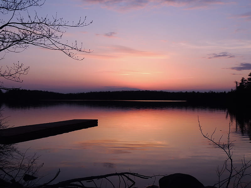 Lake And A Sunset , Canada, Canada, Sky, Eels Lake, Lake, graphy, Sunset, Nature, HD wallpaper