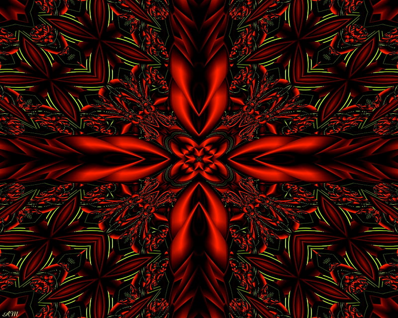 Cross Kalidascope, red, 3d, christmas, holiday, cg, abstract, cross, HD ...