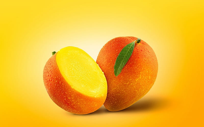 Mango, fruit, fantasy, vara, orange, summer, yellow, HD wallpaper