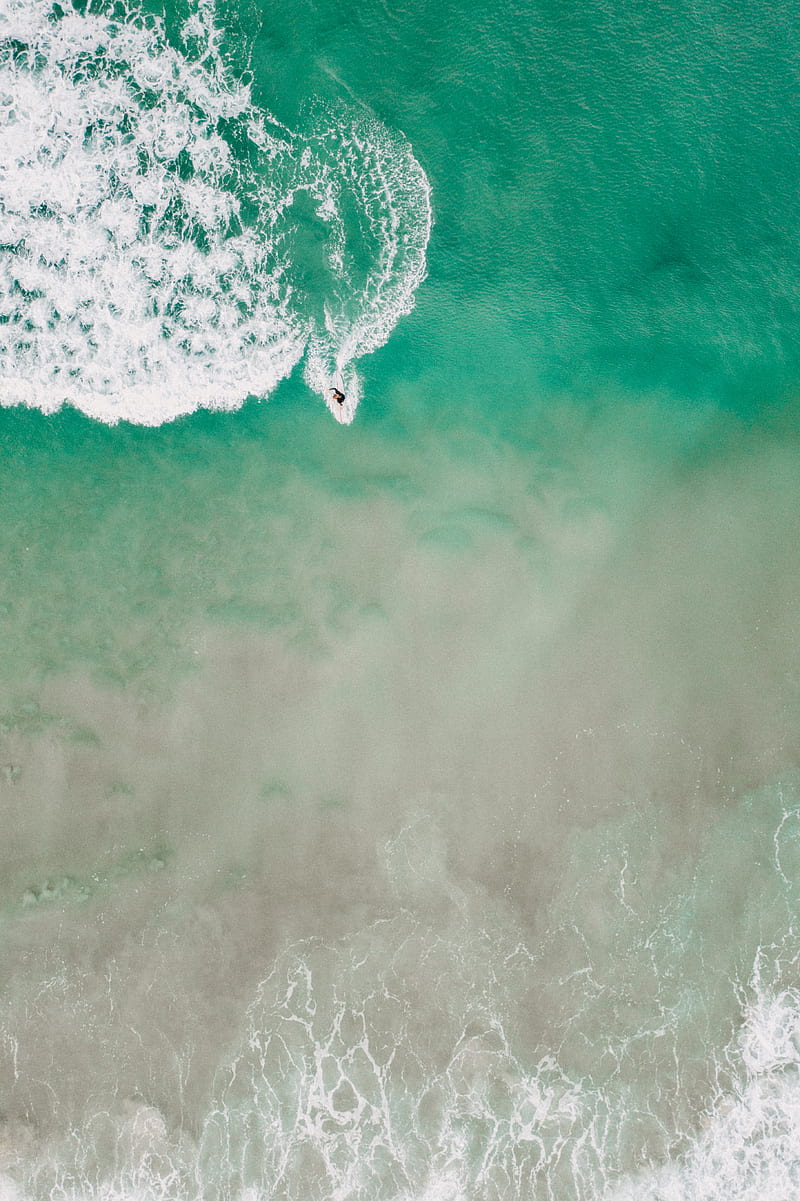 surfing, sea, aerial view, foam, HD phone wallpaper