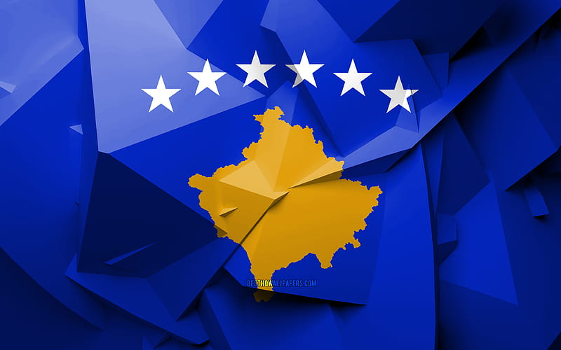 Flag of Kosovo, geometric art, European countries, Kosovar flag, creative, Kosovo, Europe, Kosovo 3D flag, national symbols, HD wallpaper