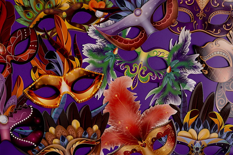 Mardi Gras Masks Background, HD wallpaper