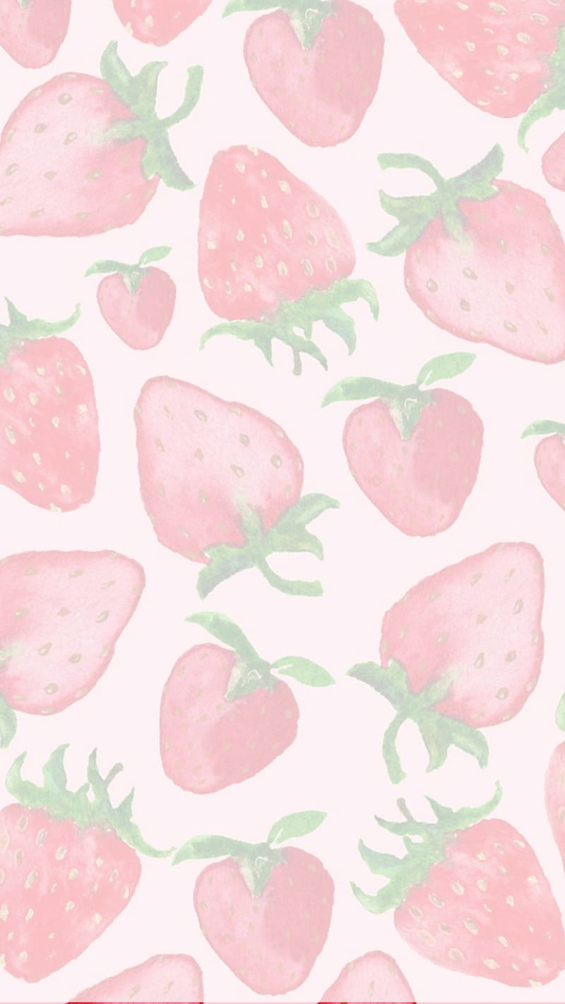 Kawaii Strawberries, aesthetic, background, cute, background, fruit,  kawaii, HD phone wallpaper | Peakpx