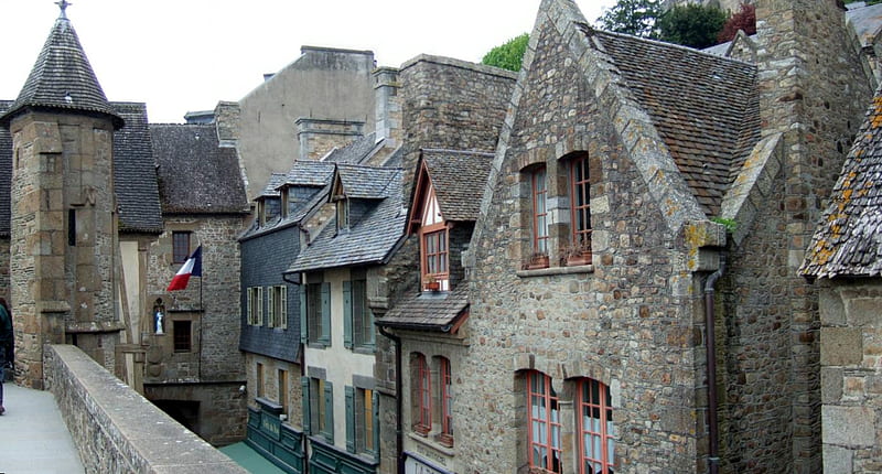 Mont Saint Michel Village, normandy, abbey, monastery, medieval, france, mont saint michel abbey, mont saint michel, benedictine, island, HD wallpaper