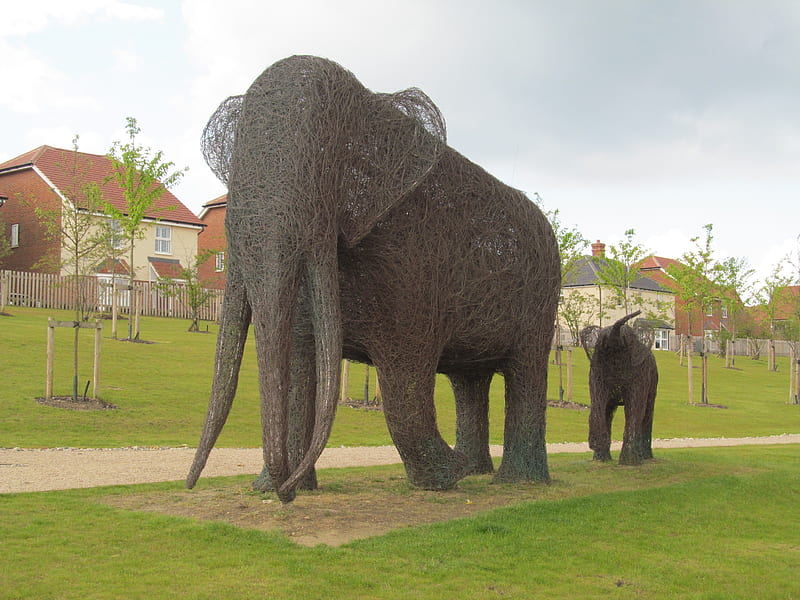 Elephant Sculpture, Elephants, Sculpture, Statues, Monuments, Animals, HD wallpaper