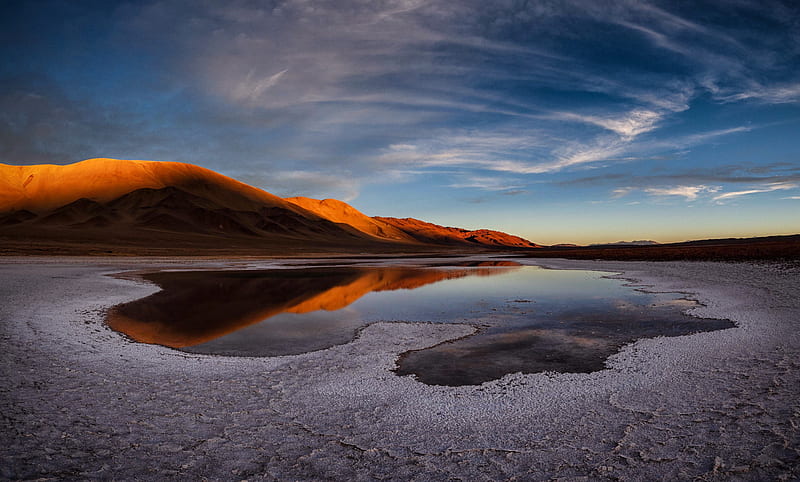 Lake Salt Flat Andes , lake, mountains, nature, HD wallpaper