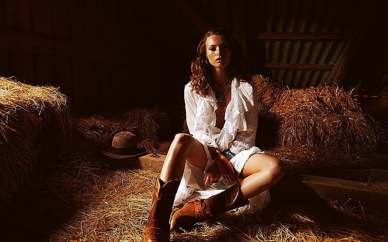1920x1080px 1080p Free Download Barn Zone Female Models Cowgirl Boots Ranch Fun Hay