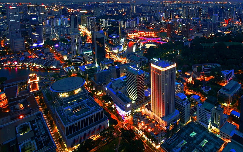 singapore night building-World Travel, HD wallpaper
