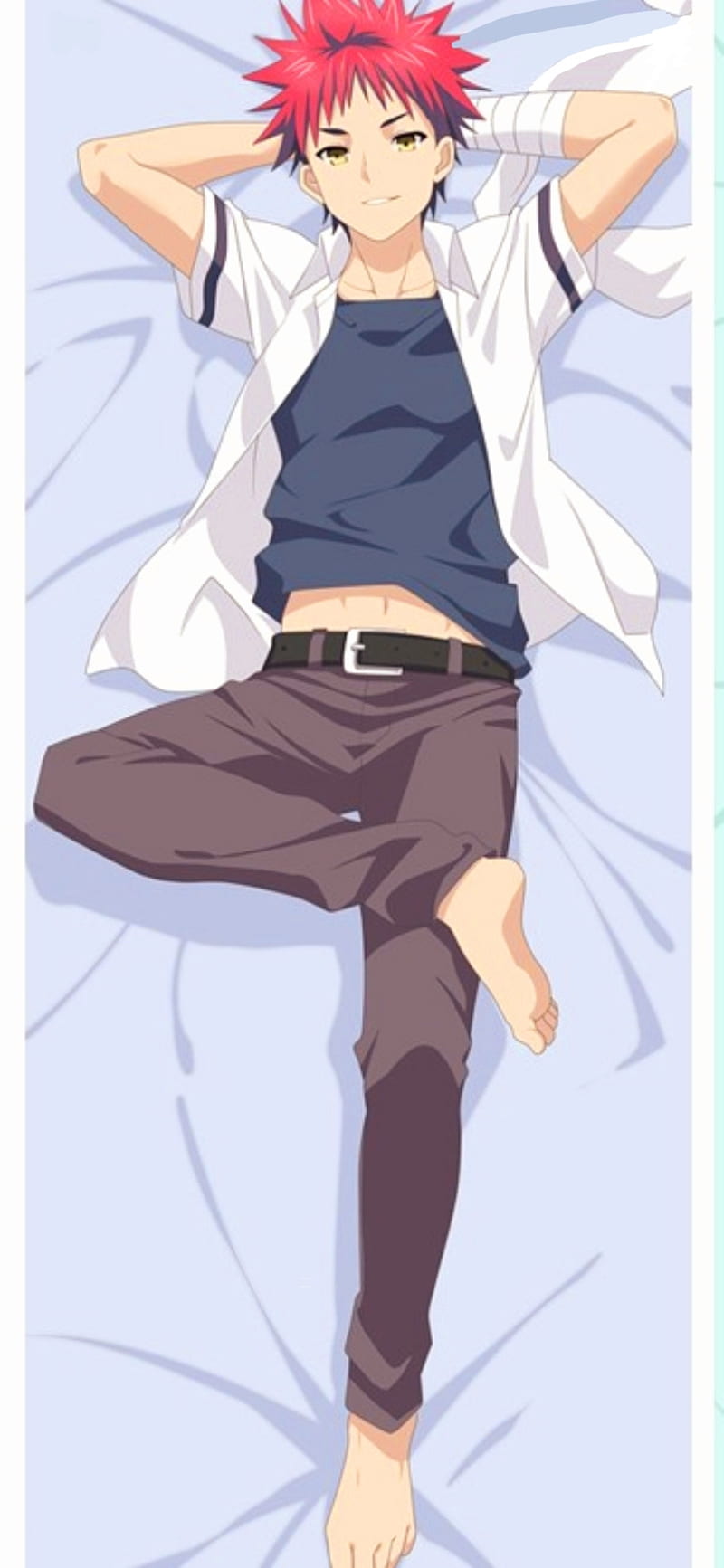 New Sōma Yukihira - Food Wars! Shokugeki no Soma Male Anime Dakimakura  Japanese Hugging Body Pillow Cover H3215