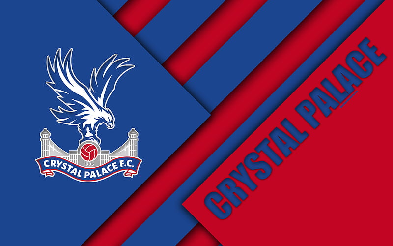 Crystal Palace FC, logo material design, blue red abstraction, football, London, England, UK, Premier League, English football club, HD wallpaper