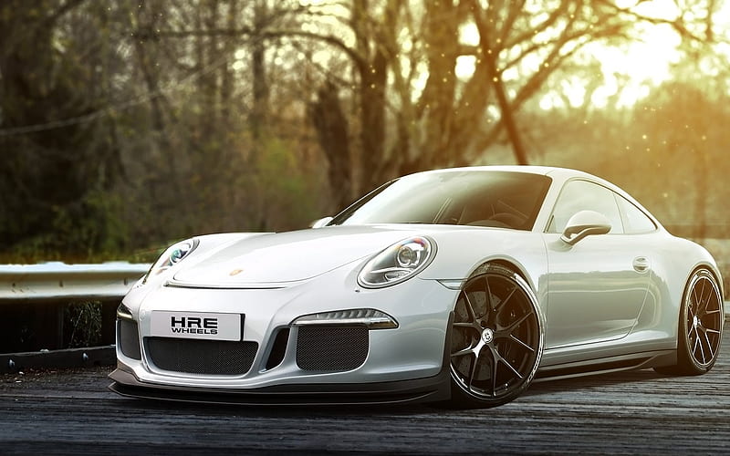 Porsche 911 Carrera, HRE Performance, tuning, german cars, white Carrera, Porsche, HD wallpaper