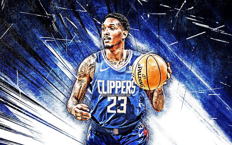 Lou Williams, grunge art, Los Angeles Clippers, NBA, basketball, blue abstract rays, Louis Tyrone Williams, USA, Lou Williams Los Angeles Clippers, creative, Lou Williams , LA Clippers, HD wallpaper