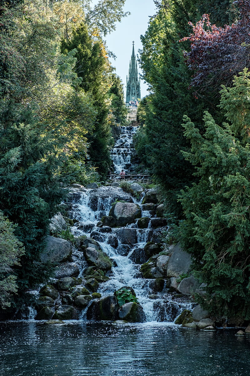 waterfall, stones, water, river, nature, HD phone wallpaper