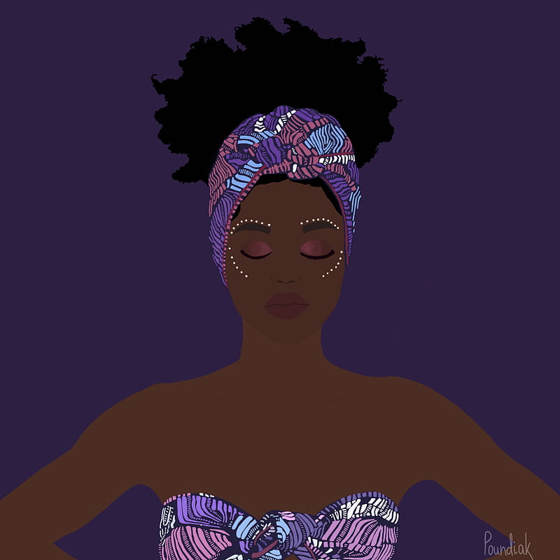 Brown Skin Girl, black woman, africain, woman, black, afro, digital art, women, HD phone wallpaper