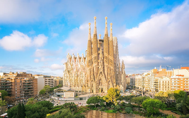 Barcelona, Sagrada Familia, Basilica and Expiatory Church of the Holy Family, Barcelona city, capital, landmark, Catalonia, Spain, HD wallpaper
