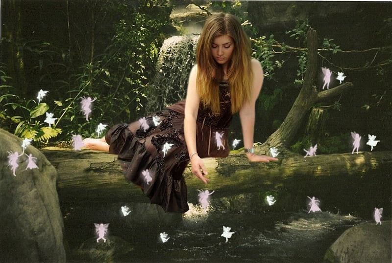 Forest Fairy, elfs, nature, reflection, trees, light, HD wallpaper