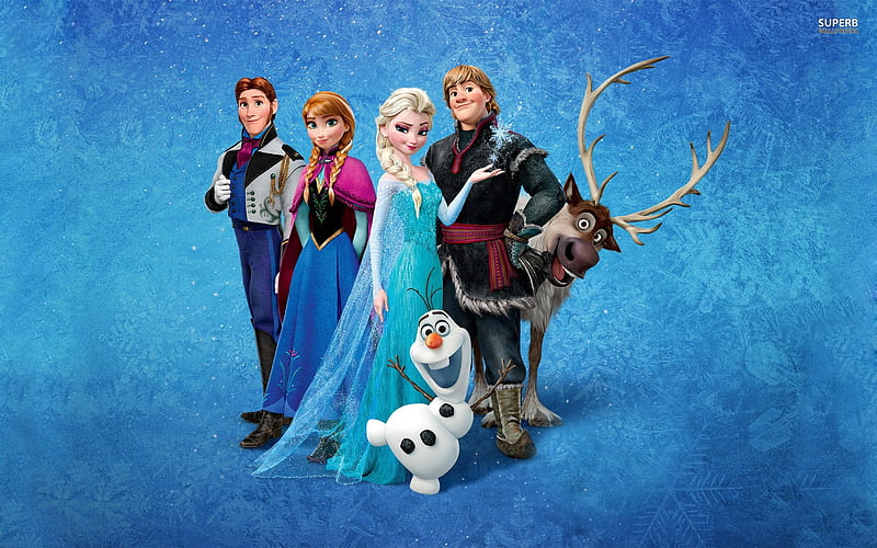 Frozen (2013), frozen, blue, disney, poster, anna, kristoff, elsa, movie, olaf, fantasy, snow queen, reindeer, HD wallpaper