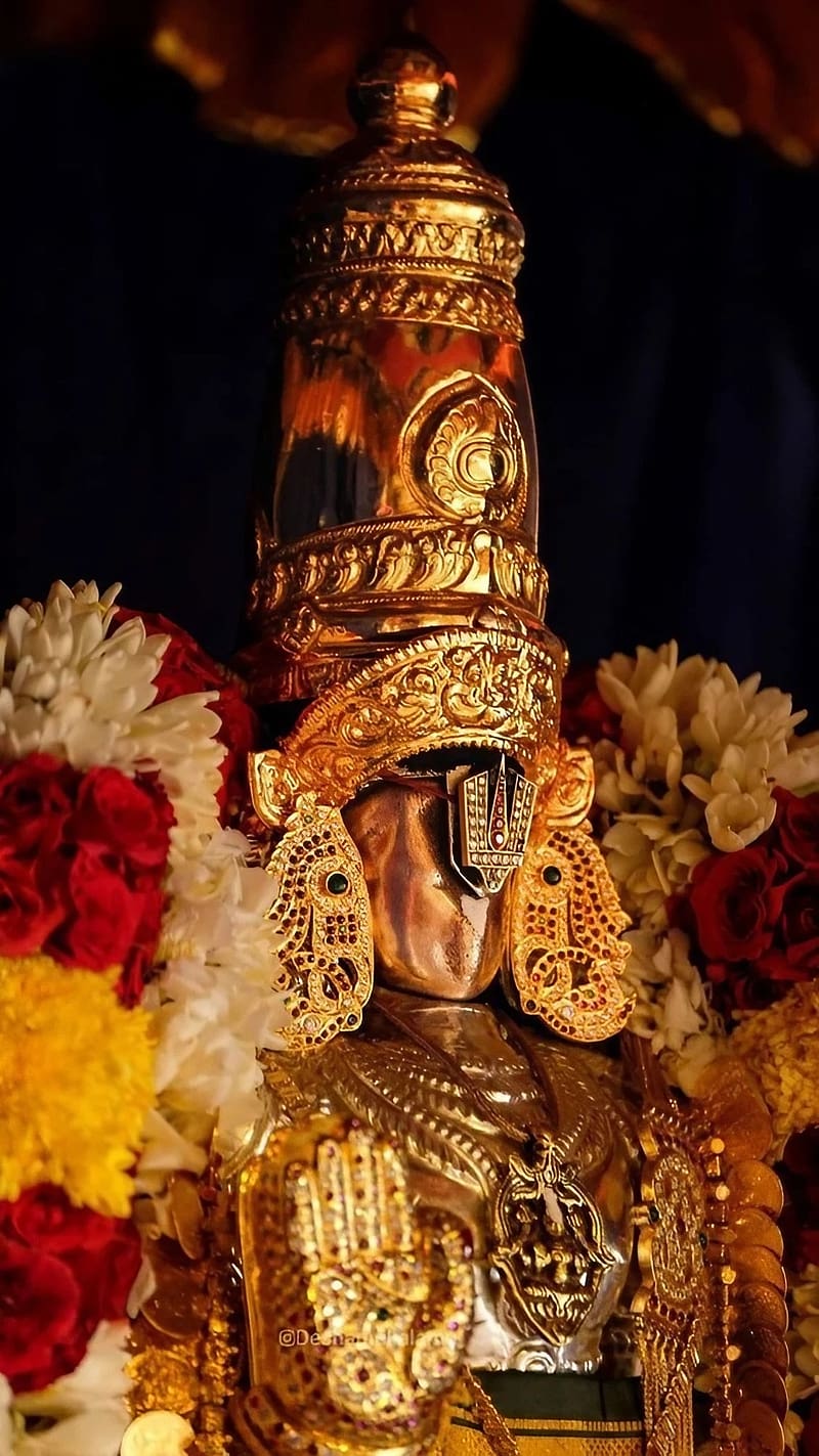 Perumal In, Golden Statue, hindu god, bhakti, devotional, HD phone wallpaper