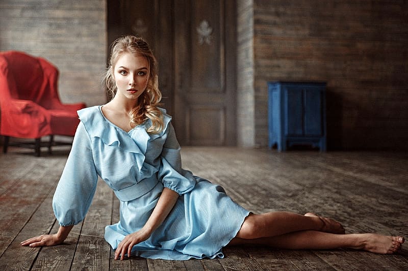 Alice Tarasenko In A Blue Dress Blue Model Dress Blonde Hd Wallpaper Peakpx